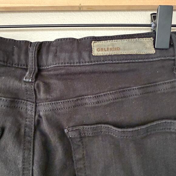 Mother The Hustler Ankle Fray Black Stretch Jeans Size 24 Distressed High Rise - Picture 6 of 16